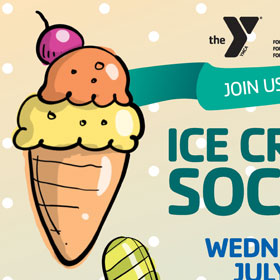 Promotional flyer for the Wallingford Family YMCA Ice Cream Social